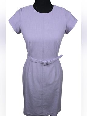Ann Taylor Lavender Belted Midi Sheath Dress